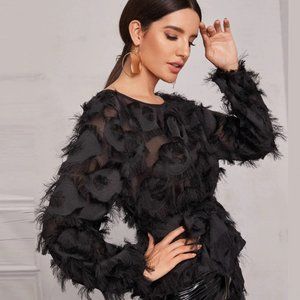 FERNANDO STYLE Exquisite Eyelash Fabric Blouse